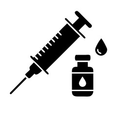 Syringe and Vaccine Vector Icon. Medical Injection Illustration