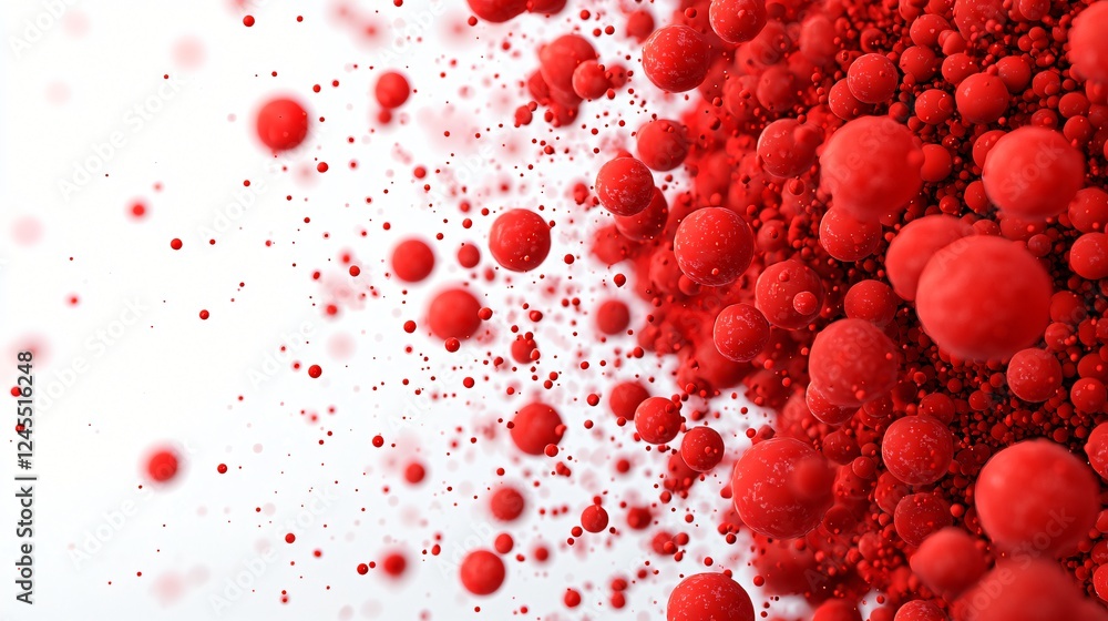 Poster abstract red sphere background 3d render of flowing red balls