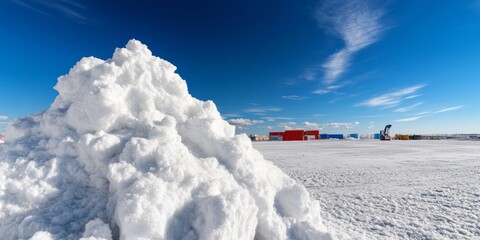 Industrial Snow-Laden Landscape Safety-Equipped Personnel at Renewable Installation - Technical Maintenance and Efficiency in Modern Energy Sites