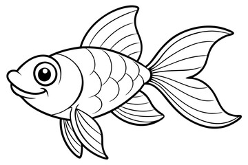 Goldfish line art vector illustration 