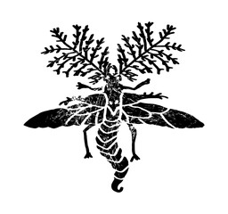 Fireflies icon or modern line symbol. Vector line art and icon design with bold outline. Black and white Pixel Perfect minimalistic symbol isolated white background. Silhouette textured