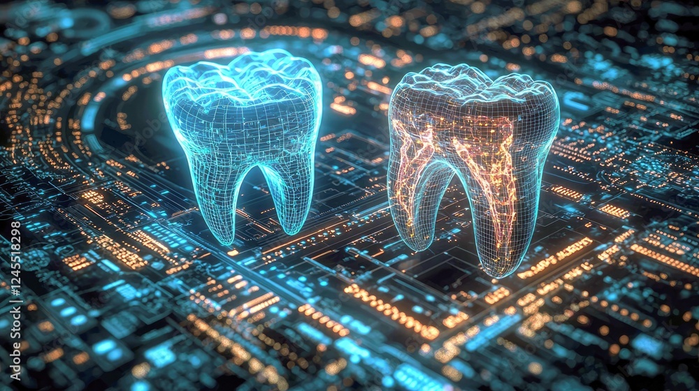 Poster digital dentistry: exploring the future of tooth technology. a captivating visualization of technolo