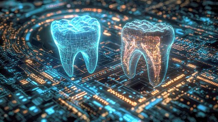 Digital Dentistry: Exploring the Future of Tooth Technology.  A captivating visualization of technological advancements in dental care.