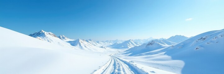 Obraz premium Snow-covered hills stretch towards the blue sky, cold, sky, silence