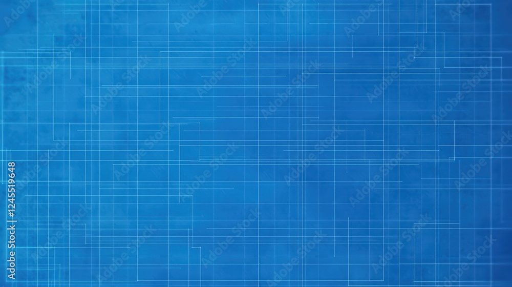 Poster abstract blue blueprint pattern with geometric lines on paper background for creative designs and il