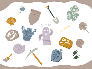 埴輪や遺跡発掘のイラスト
