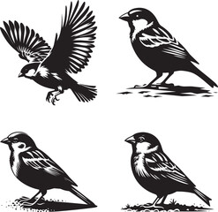 A group of small birds sitting on a tree branch in nature