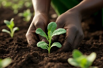 Sustainable Renewal Hands in Earth on National Farm Rescuer Day - Spring Soil Cultivation for Eco-Friendly Agriculture and Earth Day Green Initiatives