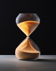 Contemporary Holiday Minimalism Illuminated Hourglass with Golden Sand on Black - National Countdown Day and New Years Eve Decor for Mindful Living Spaces