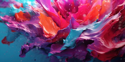 Vibrant Hues Abstract Paint Explosion Colorful Swirls Digital Art