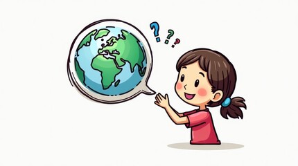 Fototapeta premium Helping a girl understand the world through knowledge and thinking on a bright day