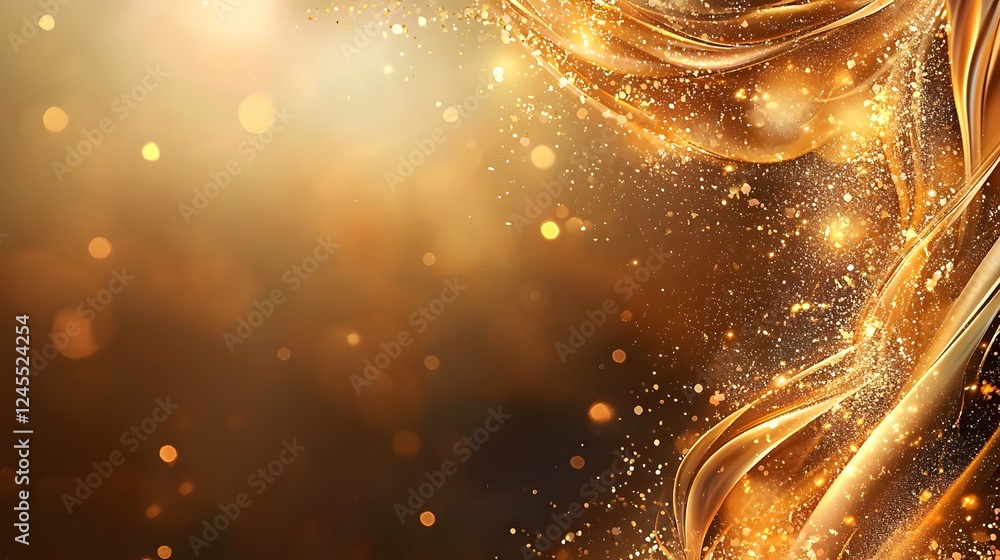 Poster mesmerizing golden glittering sparkles and dazzling bokeh lights shimmering in an enchanting of extr