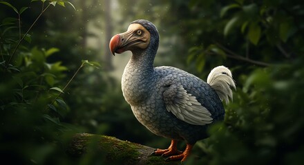 Majestic Dodo Bird in Lush Rainforest Setting
