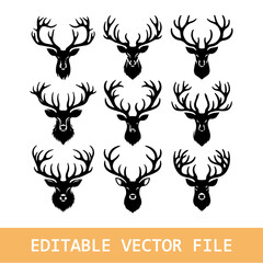 create a Deer antlers silhouette vector icon desing
