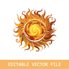 Medieval symbol of the sun with many rays. Astrological symbol.