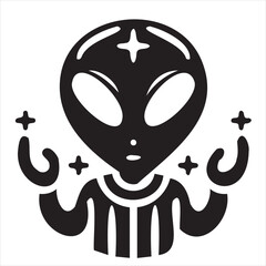 A playful alien icon with a modern and minimalistic design, featuring a unique extraterrestrial face. Perfect for sci-fi themes, gaming, technology projects, and creative branding.