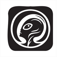 A playful alien icon with a modern and minimalistic design, featuring a unique extraterrestrial face. Perfect for sci-fi themes, gaming, technology projects, and creative branding.