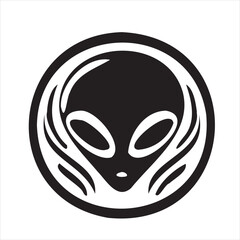 A playful alien icon with a modern and minimalistic design, featuring a unique extraterrestrial face. Perfect for sci-fi themes, gaming, technology projects, and creative branding.