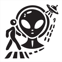 A playful alien icon with a modern and minimalistic design, featuring a unique extraterrestrial face. Perfect for sci-fi themes, gaming, technology projects, and creative branding.
