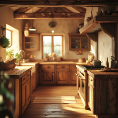 Fototapeta premium Modern Kitchen background, Interior of home kitchen, cosy kitchen