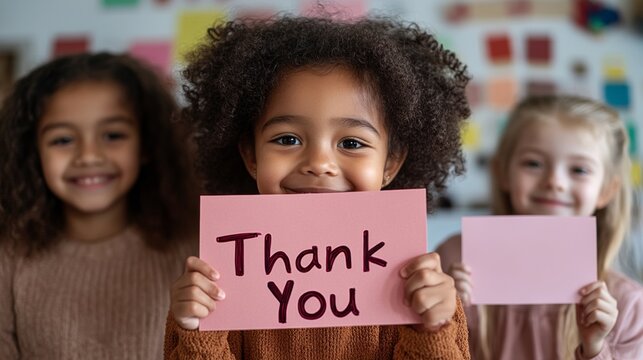Contemporary Teacher Gratitude Diverse Preschool Moment with Handmade Cards in Vibrant Classroom - Celebrating National Preschool Teachers Appreciation Day and Early Fall Creativity - Powered by Adobe