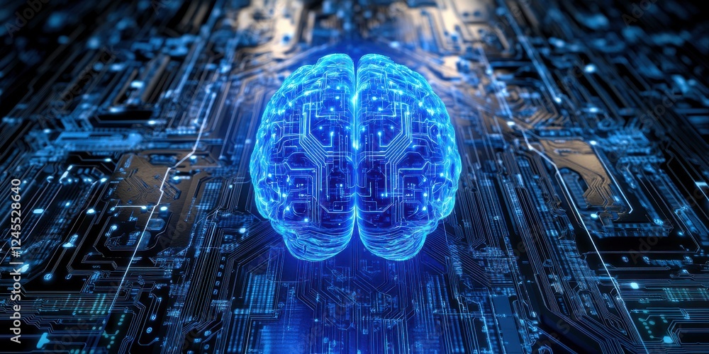 Aufkleber futuristic digital brain with circuit patterns representing artificial intelligence and technology a