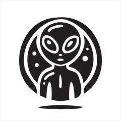 A playful alien icon with a modern and minimalistic design, featuring a unique extraterrestrial face. Perfect for sci-fi themes, gaming, technology projects, and creative branding.