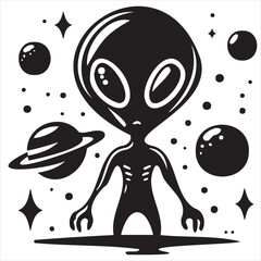 A playful alien icon with a modern and minimalistic design, featuring a unique extraterrestrial face. Perfect for sci-fi themes, gaming, technology projects, and creative branding.