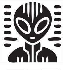 A playful alien icon with a modern and minimalistic design, featuring a unique extraterrestrial face. Perfect for sci-fi themes, gaming, technology projects, and creative branding.