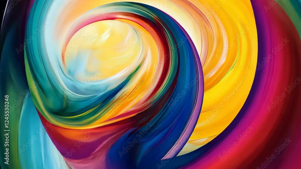 Poster vivid swirls of colorful paint evolving into dynamic abstract patterns
