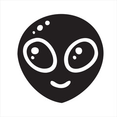Fototapeta premium A playful alien icon with a modern and minimalistic design, featuring a unique extraterrestrial face. Perfect for sci-fi themes, gaming, technology projects, and creative branding.