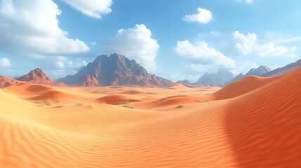 Naklejka premium Desert Landscape Featuring Rolling Sand Dunes and Mountains