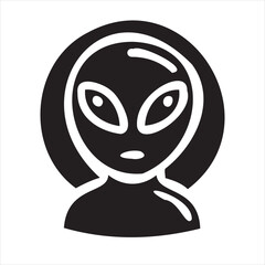 A playful alien icon with a modern and minimalistic design, featuring a unique extraterrestrial face. Perfect for sci-fi themes, gaming, technology projects, and creative branding.
