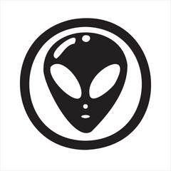 A playful alien icon with a modern and minimalistic design, featuring a unique extraterrestrial face. Perfect for sci-fi themes, gaming, technology projects, and creative branding.