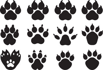 A set wildlife of animal footprint vector illustration design, isolated on a white background.