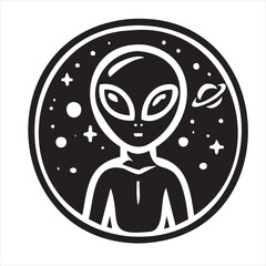 A playful alien icon with a modern and minimalistic design, featuring a unique extraterrestrial face. Perfect for sci-fi themes, gaming, technology projects, and creative branding.