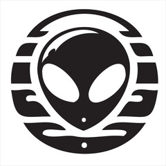 A playful alien icon with a modern and minimalistic design, featuring a unique extraterrestrial face. Perfect for sci-fi themes, gaming, technology projects, and creative branding.