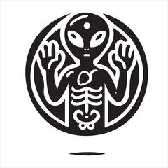 A playful alien icon with a modern and minimalistic design, featuring a unique extraterrestrial face. Perfect for sci-fi themes, gaming, technology projects, and creative branding.