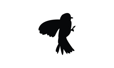 Flying African Blue Tit bird Silhouette Design  And Vector Illustration. 