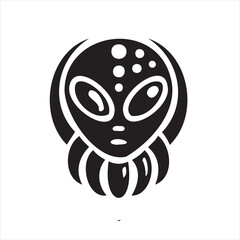 A playful alien icon with a modern and minimalistic design, featuring a unique extraterrestrial face. Perfect for sci-fi themes, gaming, technology projects, and creative branding.