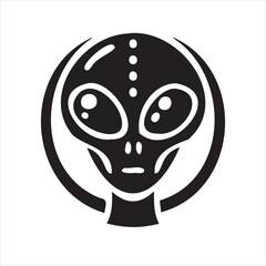 A playful alien icon with a modern and minimalistic design, featuring a unique extraterrestrial face. Perfect for sci-fi themes, gaming, technology projects, and creative branding.