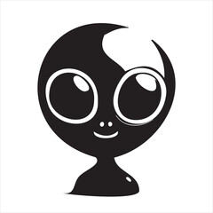 A playful alien icon with a modern and minimalistic design, featuring a unique extraterrestrial face. Perfect for sci-fi themes, gaming, technology projects, and creative branding.