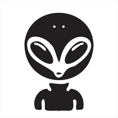 A playful alien icon with a modern and minimalistic design, featuring a unique extraterrestrial face. Perfect for sci-fi themes, gaming, technology projects, and creative branding.