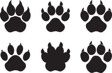 Fototapeta premium Animal footprint silhouette vector set.