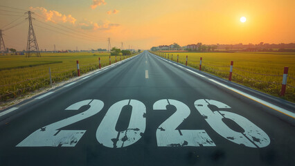 New Year 2025 road leading to the future and new hope concept - AI generated