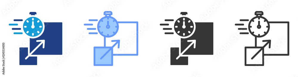 Aufkleber rapid scaling icon set multiple style collection