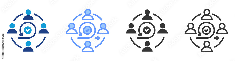 Fototapete agile team icon set multiple style collection