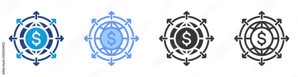 Poster market expansion icon set multiple style collection