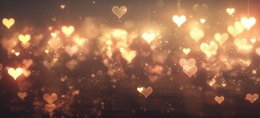Obraz premium A beautiful background of golden hearts radiating love and warmth.