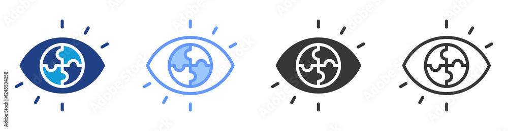 Poster strategic vision icon set multiple style collection
